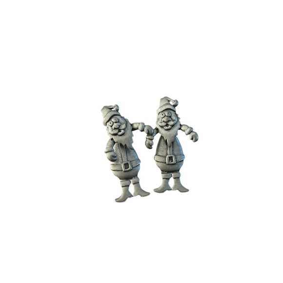 Jewelry - Vintage J.J Pewter Dangling Santa Christmas Earrings